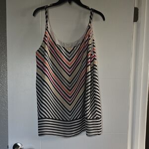 CAbi Chevron Striped Camisole in Black and Cream